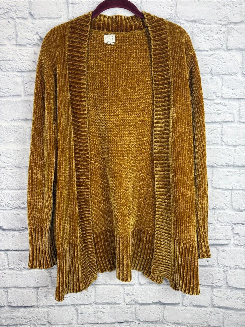 a new day Chenille Open-Front Cardigan - Mustard Gold Size Medium